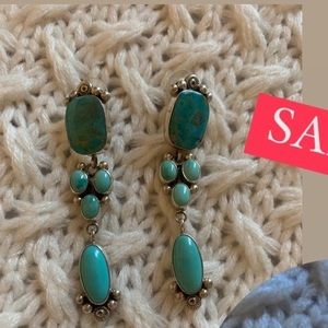 Sterling stamped turquoise chandelier earrings
